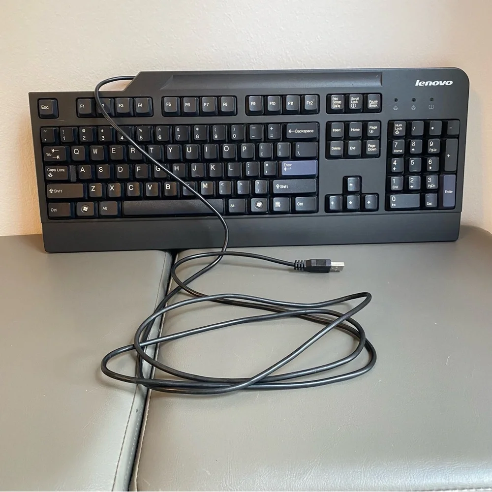 Lenovo KU-0225 Wired USB Keyboard Black Full Size PC Desktop Computer Accessory